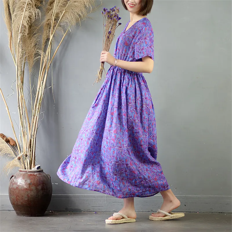 SCUWLINEN 2019 женское летнее платье с v-образным вырезом и коротким рукавом со