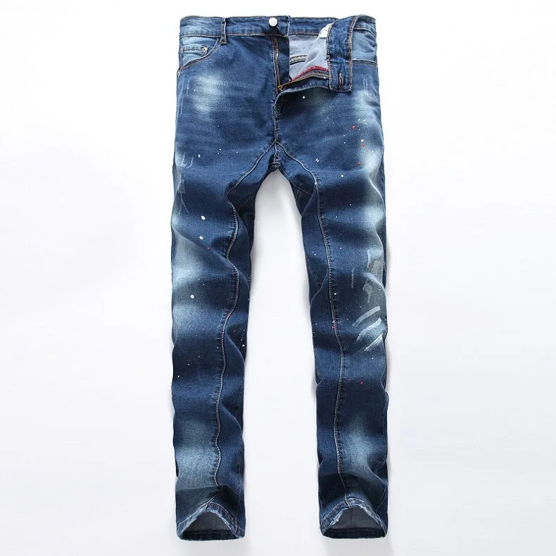 Обтягивающие мужские джинсы больших размеров 38 винтажные потертые рваные