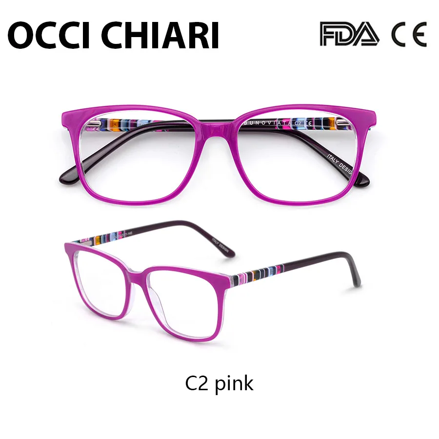 c2 pink OCCI CHIARI, радужные очки, оправа, женские, анти-синие, ультралегкие, близорукость, по рецепту, очки, черные, Nerd, прозрачные, компьютерные очки - Цвет оправы: c2 pink