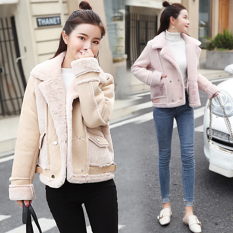 Женское короткое пальто из овечьей шерсти модное тонкое с длинными рукавами