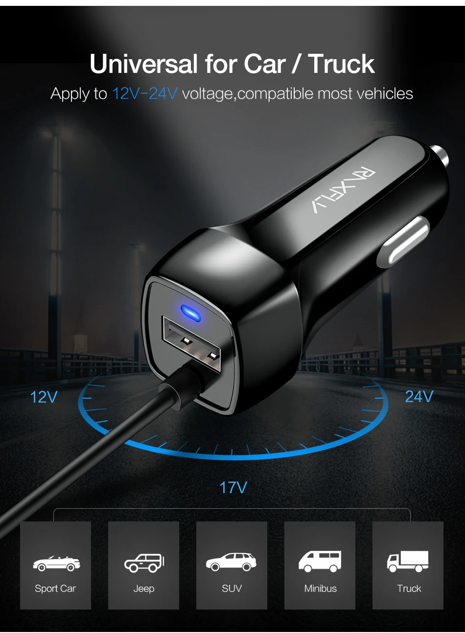 Usb raxfly автомобильное зарядное устройство подсветка Micro USB type C кабель автомобильная зарядка для iPhone X 8 7 Plus Автомобильный usb адаптер для samsung S9 S8