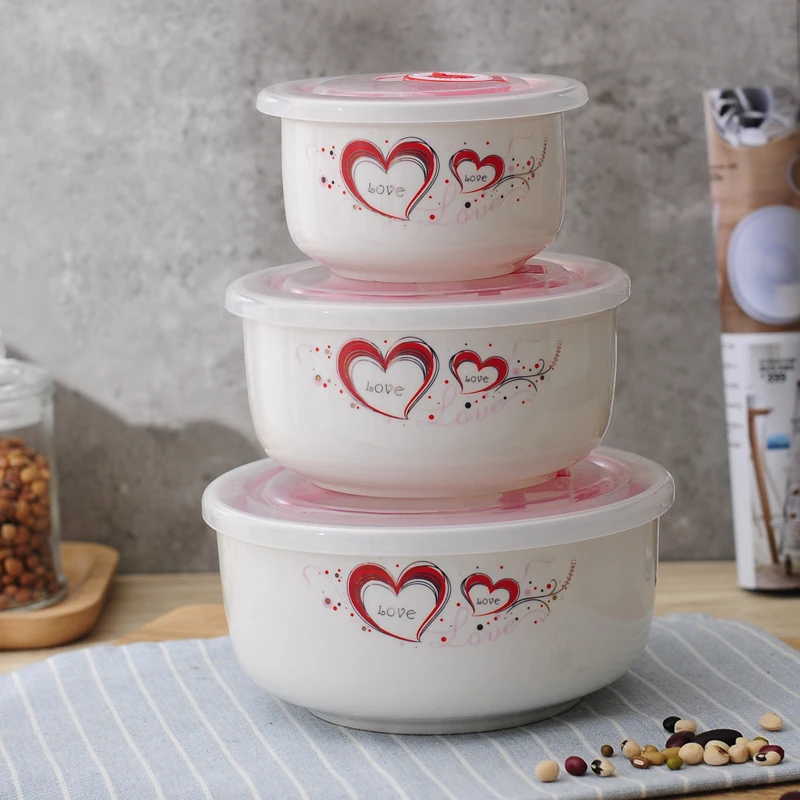 3 шт. чаша свежесть керамическая миска герметичная коробка для микроволновой