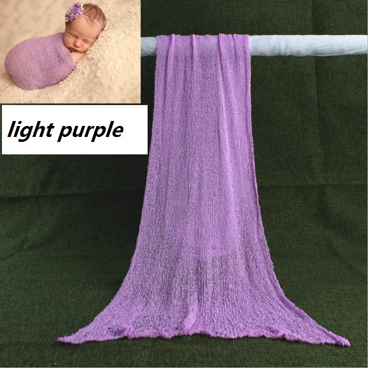 light purple Новорожденный реквизит для фотосессии одеяло хлопковое обертывание растягивающееся детское одеяло пеленание новорожденный фотосессия - Цвет: light purple