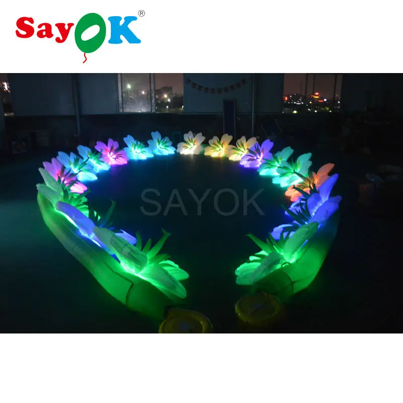

Free shipping inflatable led flower chain colorful wedding flowers decoration made of 190T nylon cloth with the wholesale prices