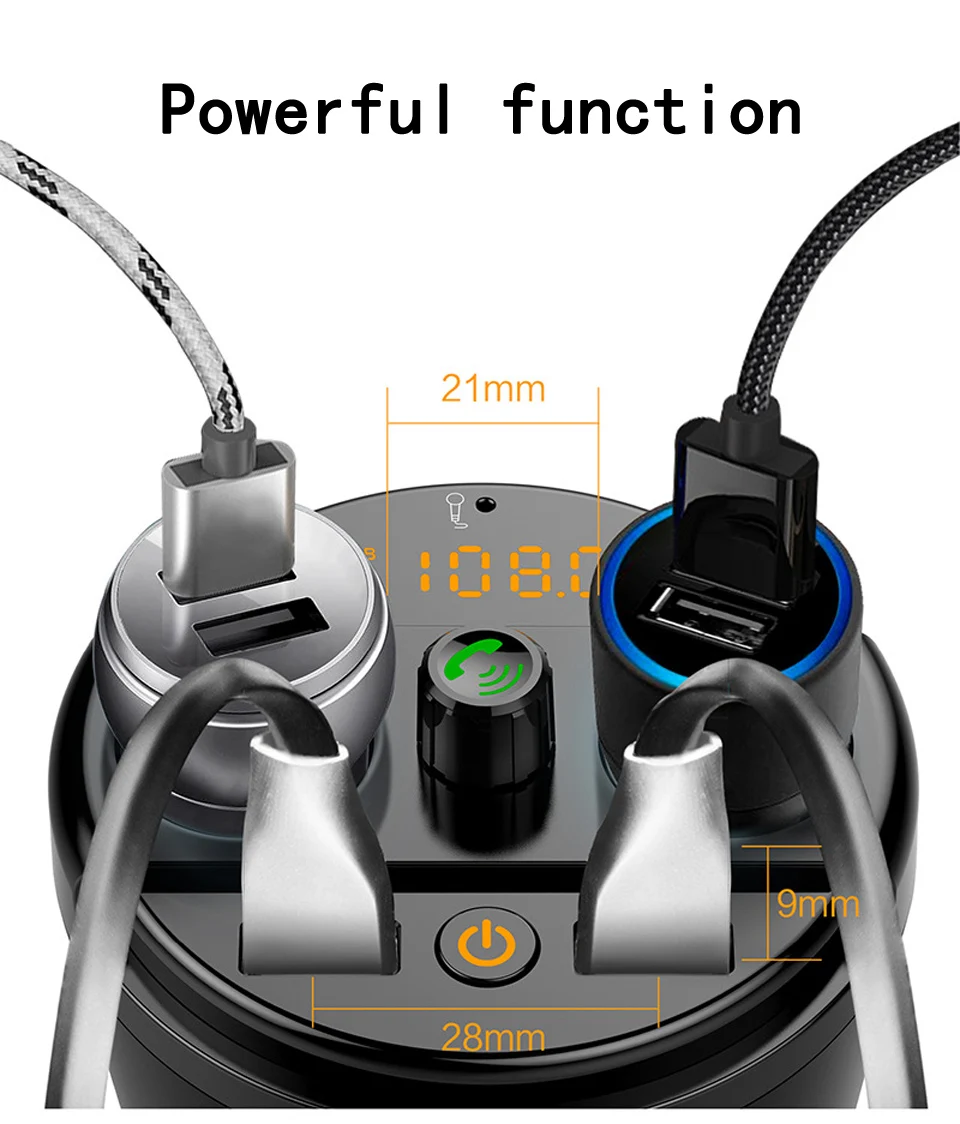 Автомобильный Bluetooth fm-передатчик Handsfree автомобильный комплект Музыка MP3 аудио плеер подстаканник 2 прикуривателя 2 Переходник USB для зарядки в машине