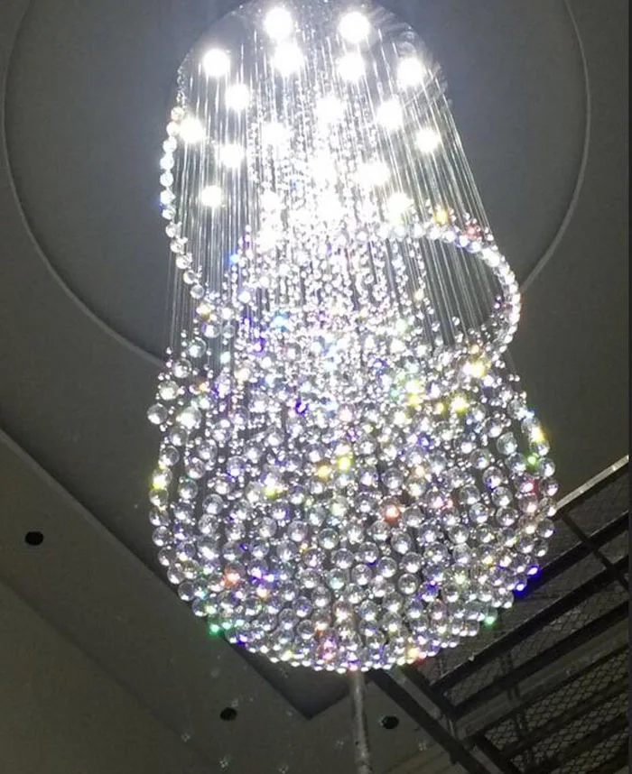 GETOP Crystal Lights Modern Luxury Spiral Large Chandelier Round Pendant Lamp Fixture for Double Stairs GU10 LED | Лампы и освещение