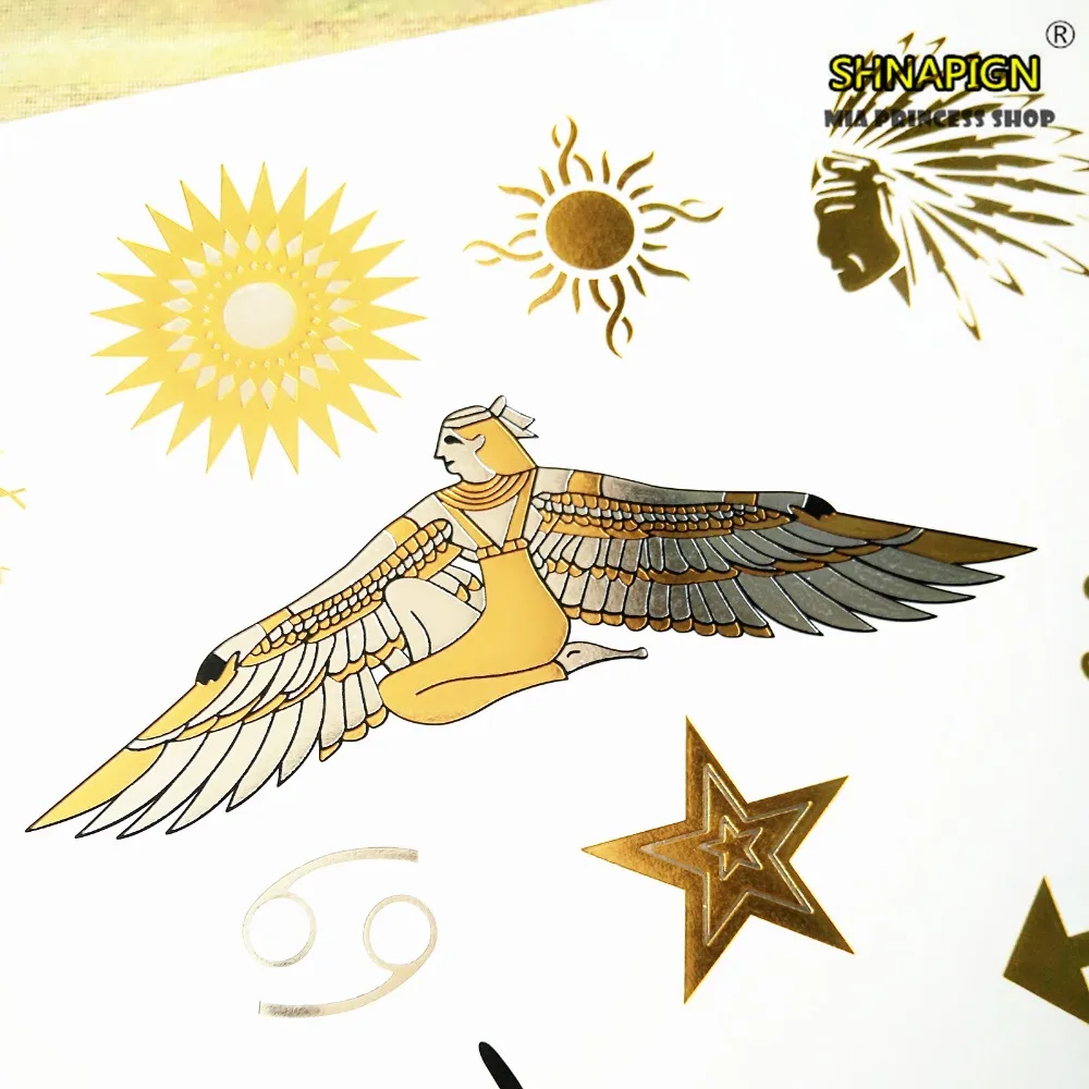 SHNAPIGN 25 Стиль Временные татуировки боди арт золотой индийский главный дизайн флэш