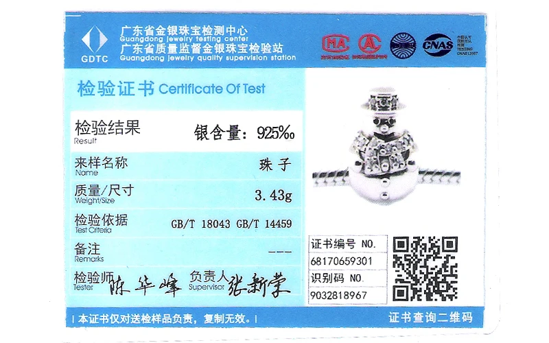

Fits For Pandora Bracelets Snowman Charms with Clear Cubic Zirconia 100% Sterling Silver Beads Free Shipping