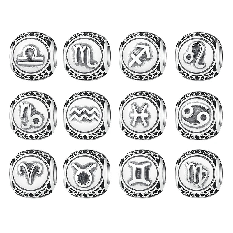 DIY 12 созвездий Водолей Козерога рыбы Овен Телец Gemini Leo Зодиак Silve бусины Шарм fit