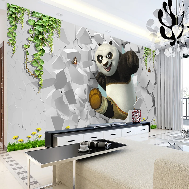 JiaSheMeiJu Настенные обои Papel де Parede 3D мультфильм животное кунг-фу Панда детская