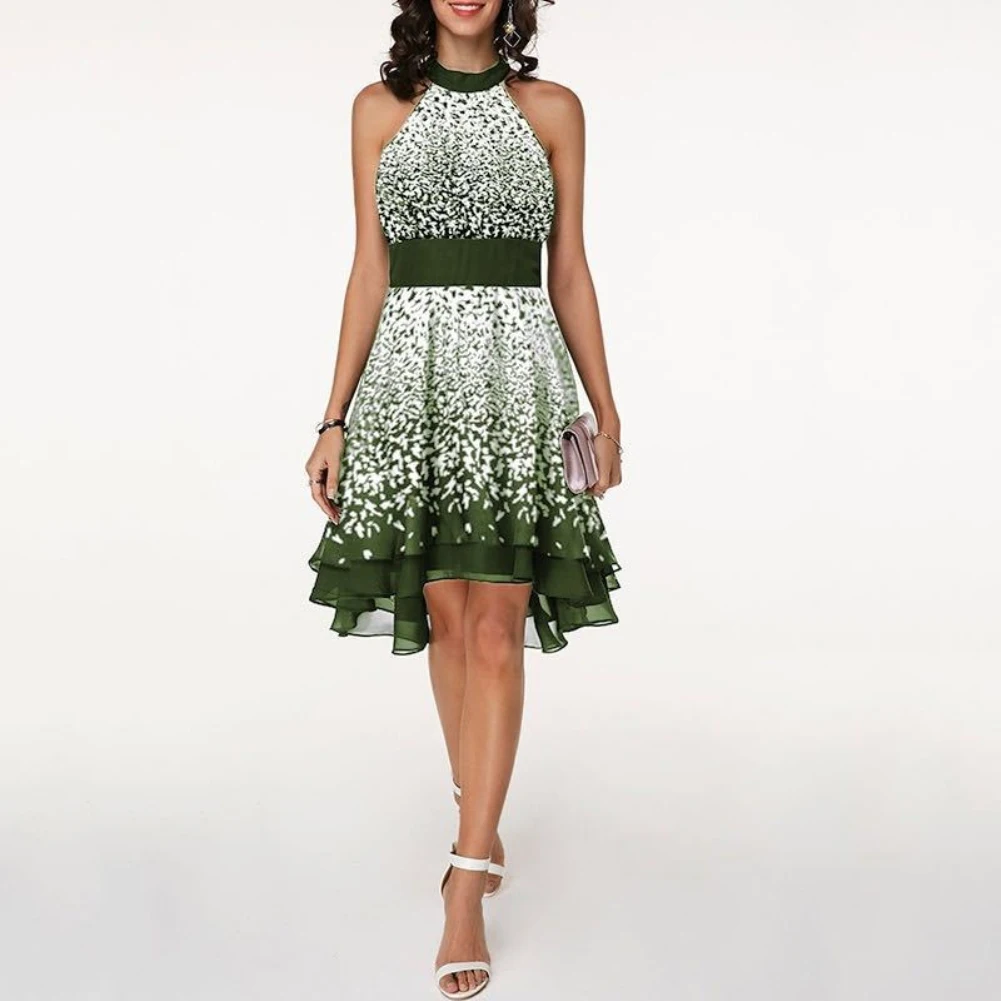 Plus Size Fashion Lady Sleeveless Band Waist Layered Chiffon Evening Party Dress new | Женская одежда
