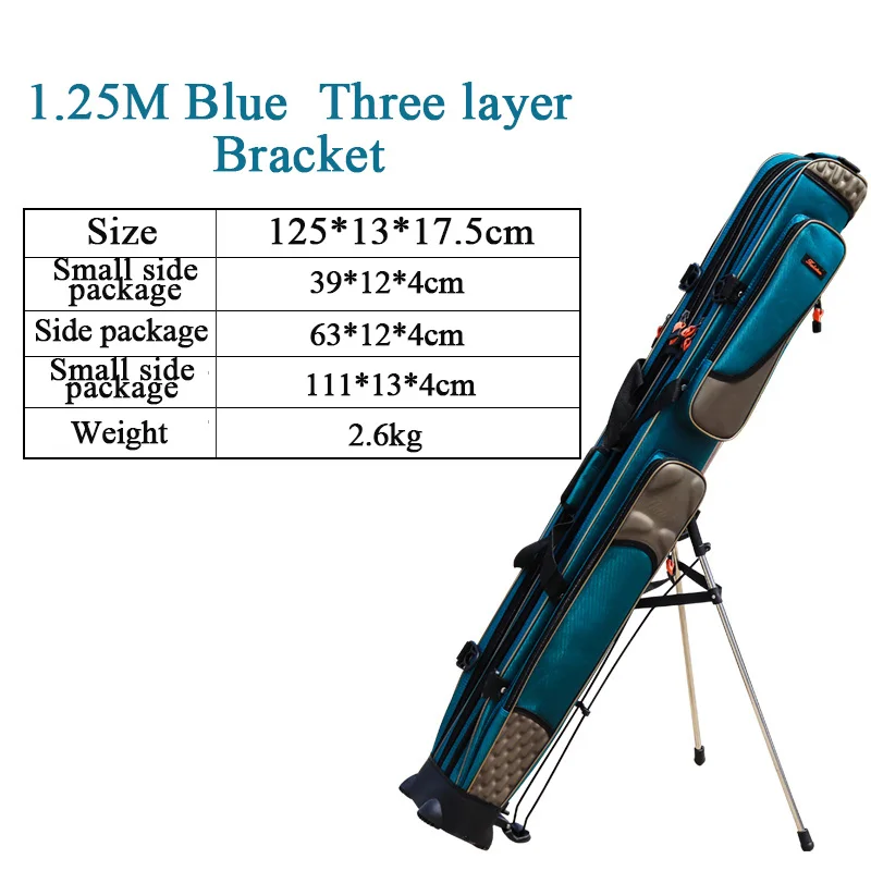 Blue Three layer Новая водонепроницаемая сумка для удочки WalDing, устойчивая к царапинам, 1,25 м, два или три слоя, Самоустанавливающаяся, вместительная сумка для удочки - Цвет: Blue Three layer