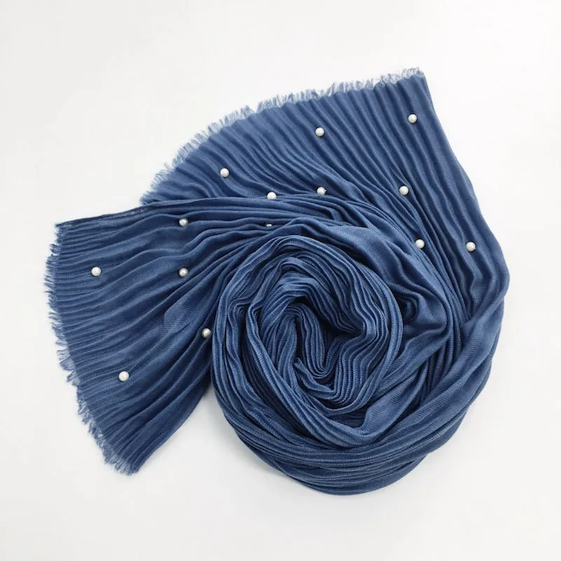 Хлопок Для женщин жемчужина плиссированные в полоску Cachecol одноцветное Бисер