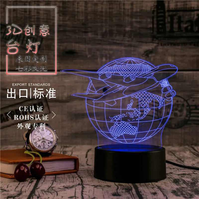3D Led Novety Lighting Creative Gift Night Light Table Lamp Airplane Earth Light Led Home Corridor Hotel Party Atmosphere Lights