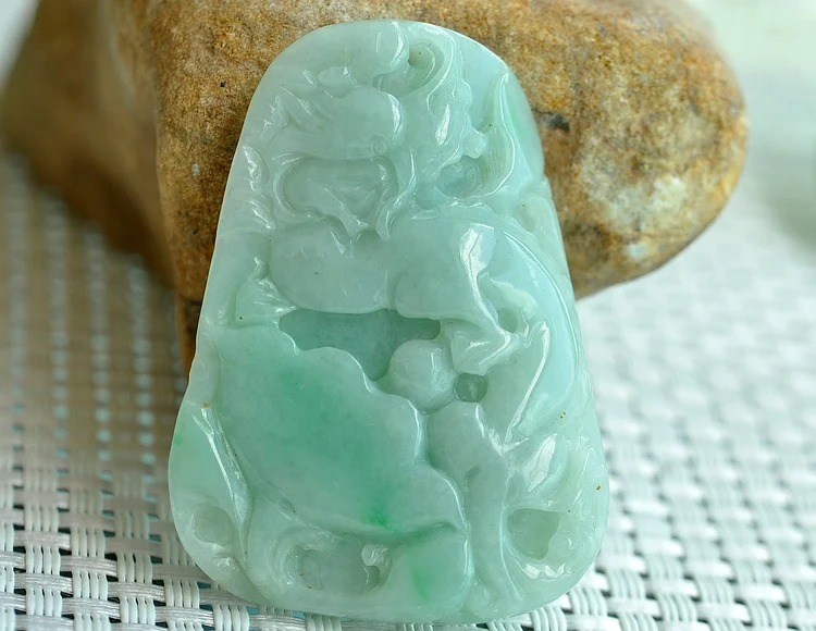 Изысканный кулон в виде лотоса из натурального нефрита j9 #|Подвески| |