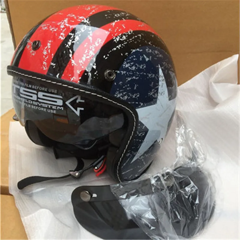 Лидер продаж, винтажные мотоциклетные шлемы Vespa с открытым лицом, половина мотороллера, шлемы с очками, козырек, Размеры s m l xl XXL - Цвет: Gloss Team