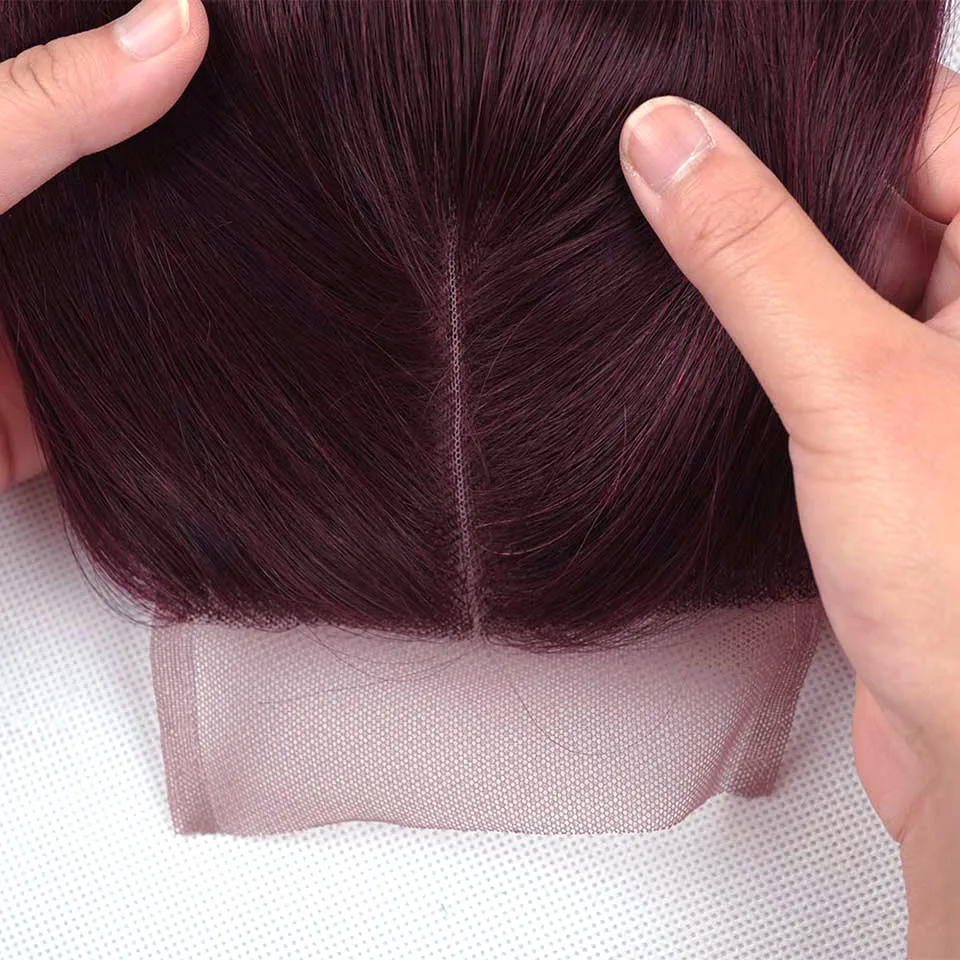 Синтетические волосы Remy цветные красные прямые 4*4 средней части кружевные блонд