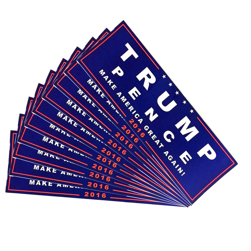 10pcs Trump stickers Наклейки на бампер для автомобиля Дональд Трамп, шапка Дональд Трамп, флаг США, вышитая бейсбольная кепка - Цвет: 10pcs Trump stickers