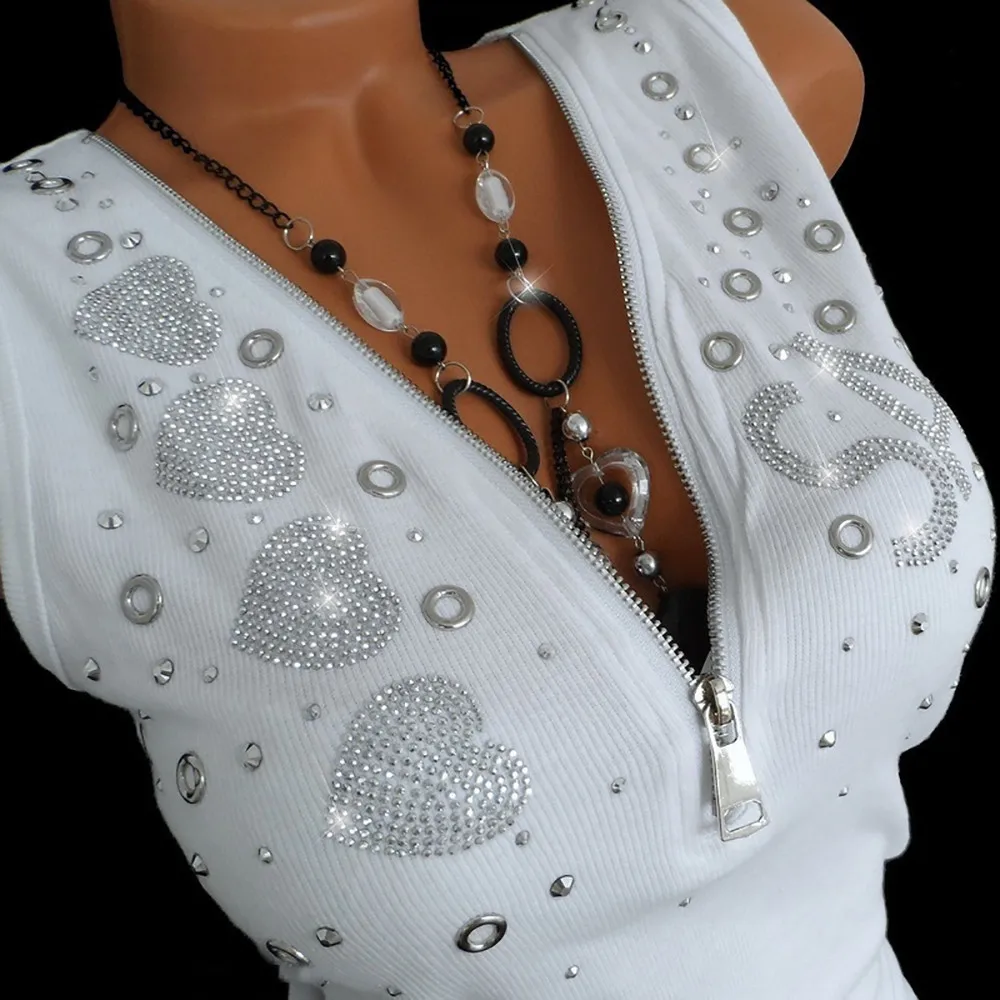 Женская майка Camiseta Tirantes Mujer, Женская майка на молнии без рукавов, блузка, пуловер, топы, женские летние топы