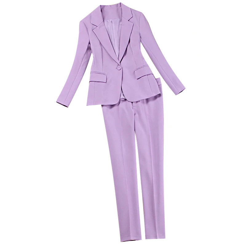 2 piece outfits for women fashion purple suit female professional wear two-piece spring and autumn new | Женская одежда