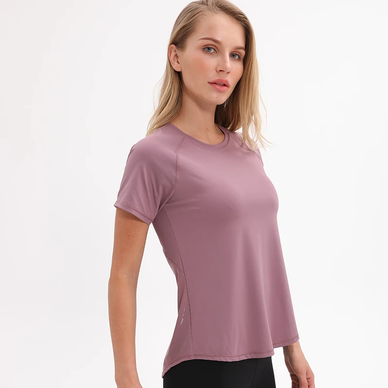 Футболка женская сетчатая с круглым вырезом для занятий йогой и фитнесом|Беговые