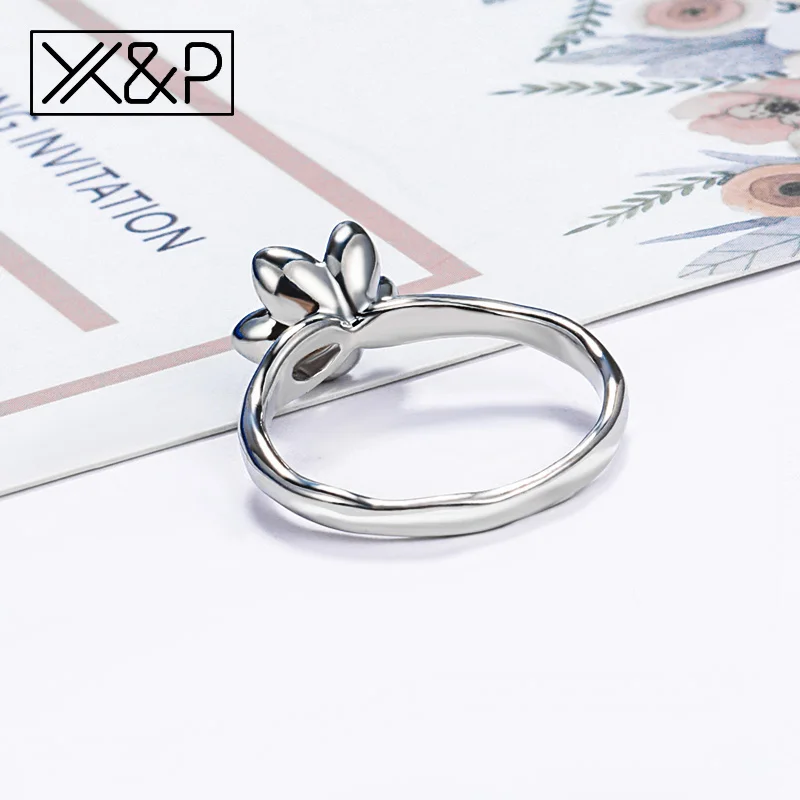 X &amp P Свадебные брендовые кольца с черным цветком и фианитом AAA для женщин модные