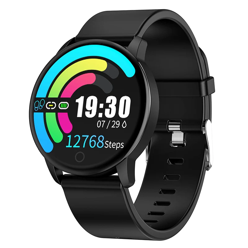 Black Silicone DIGOOR Q20 умные часы мужские водонепроницаемые reloj inteligente умные часы женские умные часы с измерением давления фитнес-браслет - Цвет: Black Silicone