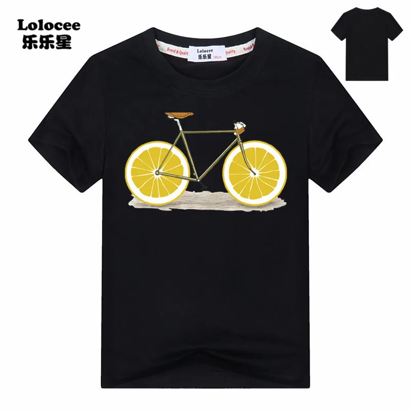 Летняя забавная Футболка с принтом в виде фруктов и велосипеда повседневные