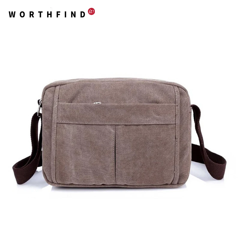 WORTHFIND Мужчины Холст Посланник Сумки Повседневный Сумка Старинные Crossbody мужская