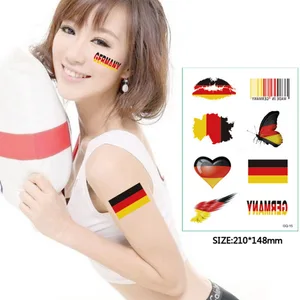 Набор татуировок 3d, 21 х15 см, 1 лист, 2018, футбольные игры, наклейки, флаг, Германия, Великобритания, Россия, временные, для губ, лица, тела