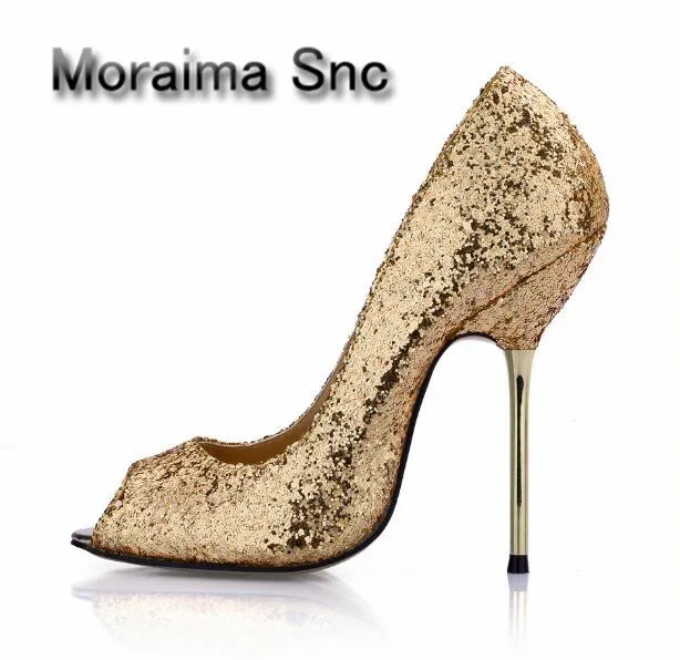 Moraima Snc/брендовые туфли-лодочки серебристого и золотистого цвета пикантные на