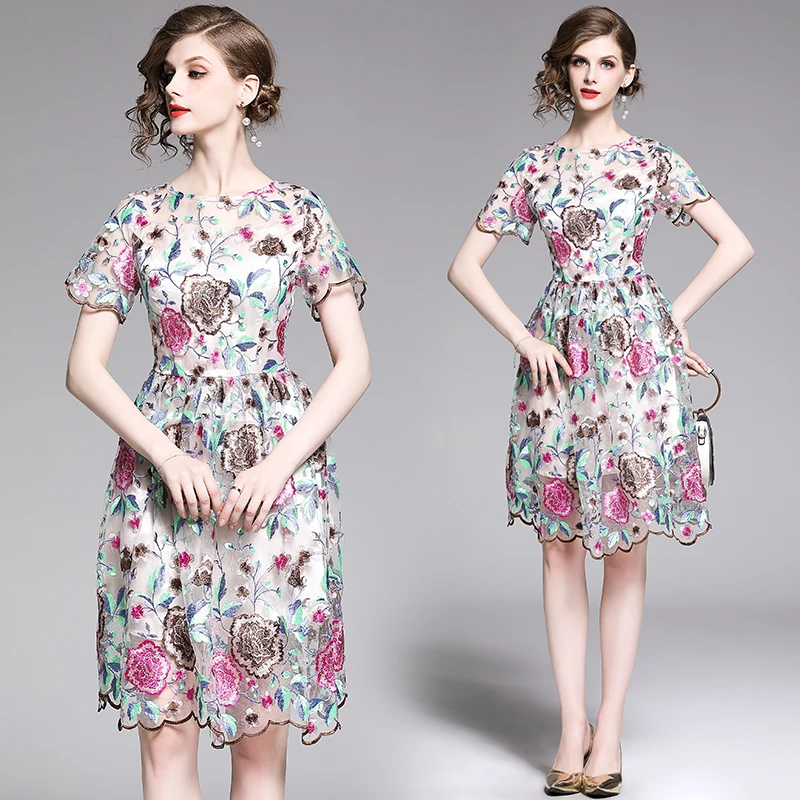 Модная дизайнерская обувь для подиума цветочный Наложение Вышивка платья 2019