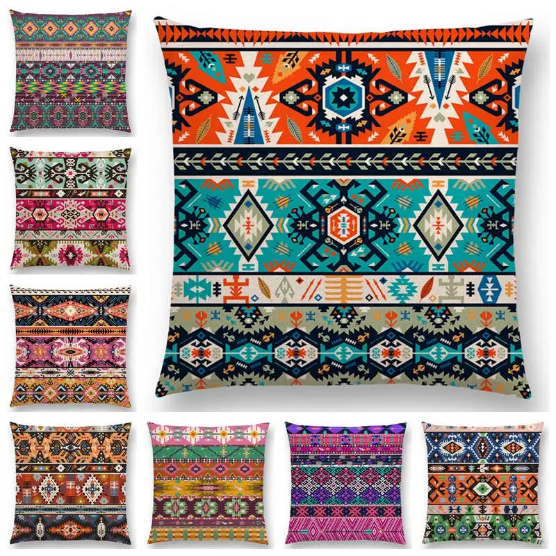 Цветной бесшовный чехол для дивана с декоративными принтами из Aztec необычный