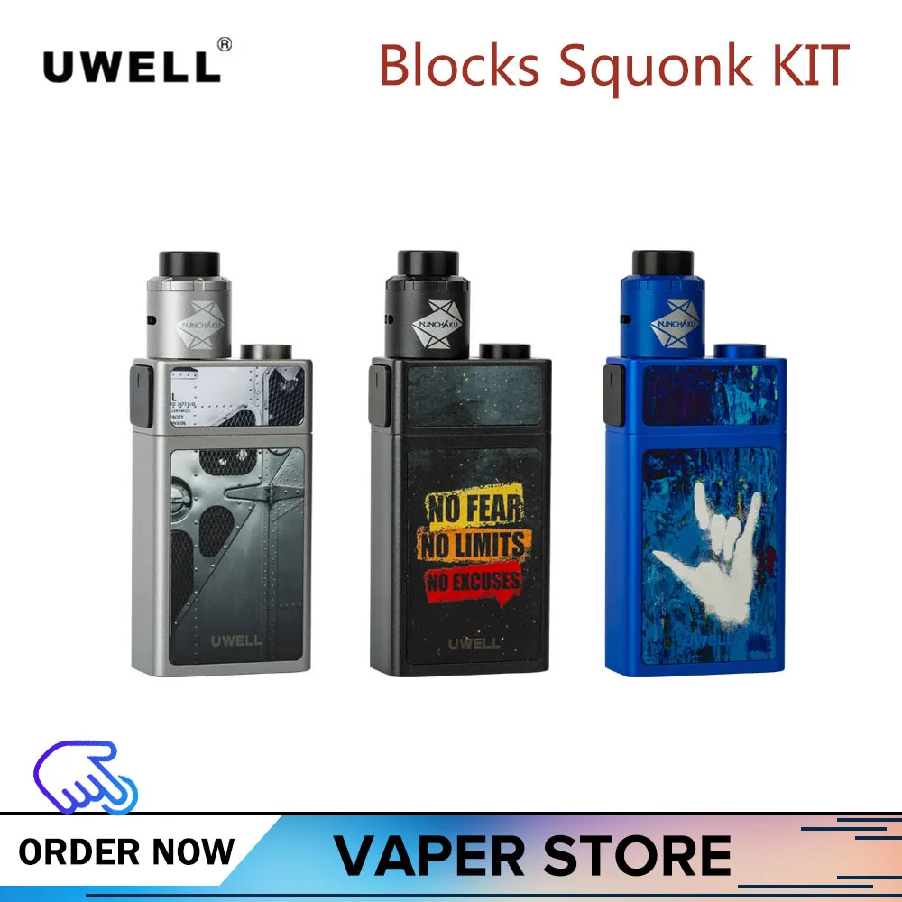 Оригинальный Uwell Blocks Squonk Vape Kit электронная сигарета с Nunchaka RDA 90 Вт бокс мод VS UWELL