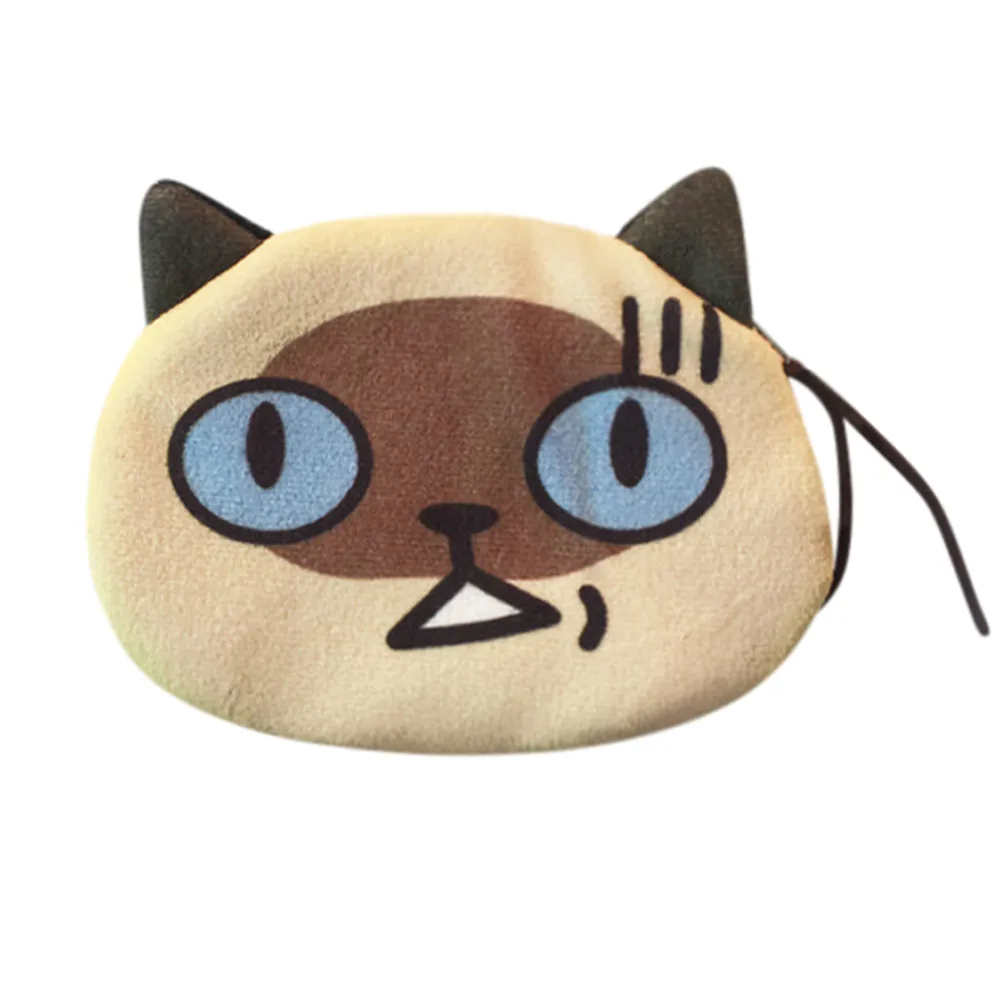 Женский Повседневный плюшевый Кошелек на молнии с милым принтом кошачьей