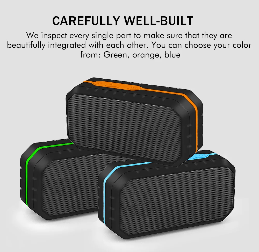 HENZIN Mini Bluetooth Динамик Водонепроницаемый IPX6 Беспроводной Портативный BT Колонка Динамик 1200 мАч с FM радио карты памяти MP3 музыка плеер