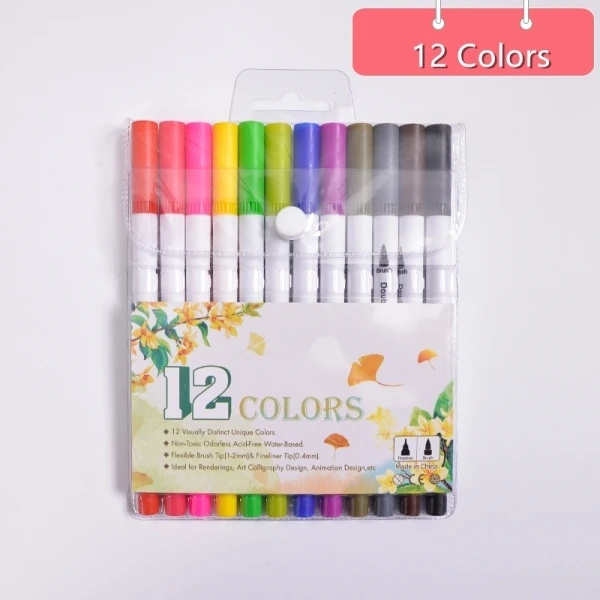 12 Colors 12~ 100 цветов/коробка, Двойные головки, художественные Copic маркеры, профессиональный Kawaii Канцелярский набор, акварельная кисть, ручка, принадлежности для рисования - Цвет: 12 Colors