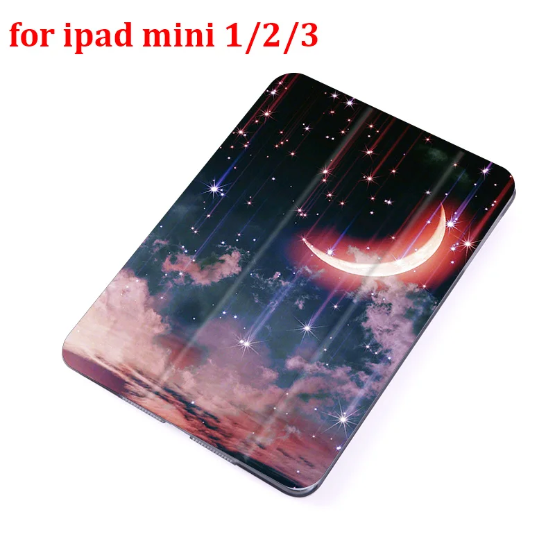 for mini 1 2 3 Чехол для ipad mini 1/2/3/4 mini 5, Жесткий Чехол-книжка с Умной подставкой, чехол из искусственной кожи с принтом красивого ночного неба, чехол с Луной, чехол - Цвет: for mini 1 2 3