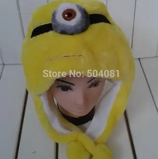 minion Промо-акция! Новая зимняя шапка с рисунком животных из мультфильма, пушистая плюшевая шапка унисекс, лучшая новинка, подарок для мальчика, девочки, друга с ушками - Цвет: minion