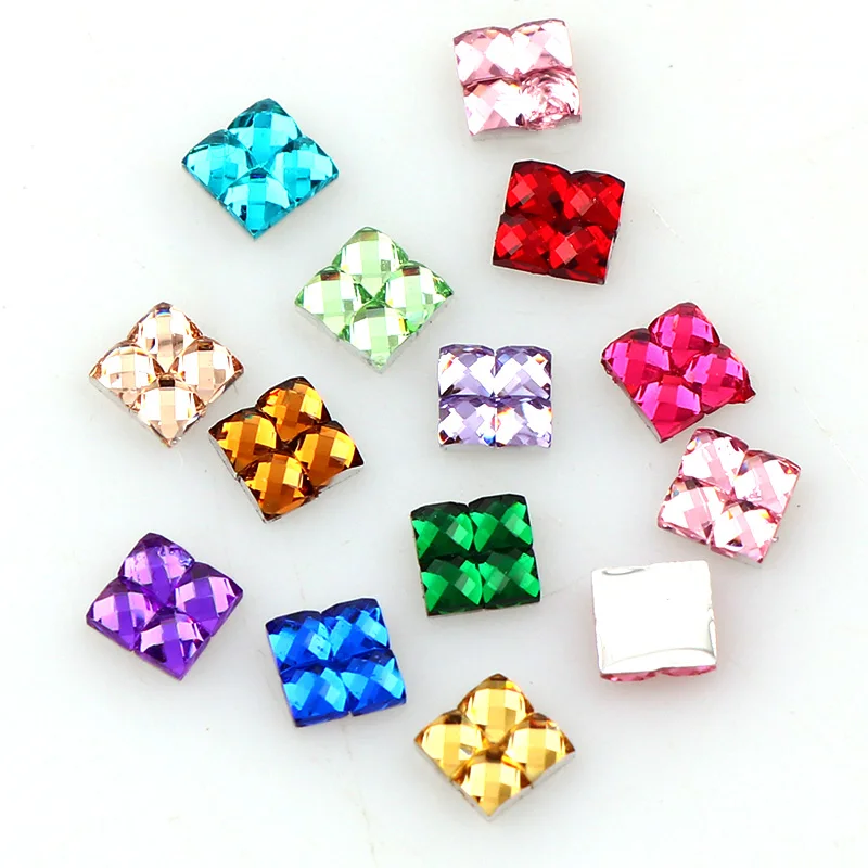 

4x4mm Nail Art Resin Square Shape Rhinestone About 1000pcs 21 Kind Colors For DIY Nail Art Decorations
