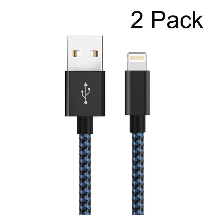 2 шт. в упаковке, USB кабель Suntaiho для iPhone, кабель для быстрой зарядки и передачи данных для iPhone XS Max, XR, X, 8, 7, 6, 6 S, 5, 5S, iPad, кабель для телефона - Цвет: Black Blue