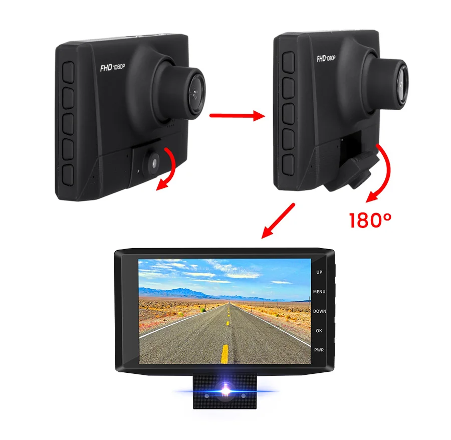 E-ACE B13 DVR 4,0 дюймов авто рекордер 1080P FHD видеорегистратор ночного видения автомобильные видеорегистраторы 3 объектива камеры Автомобильная камера видеорегистратор