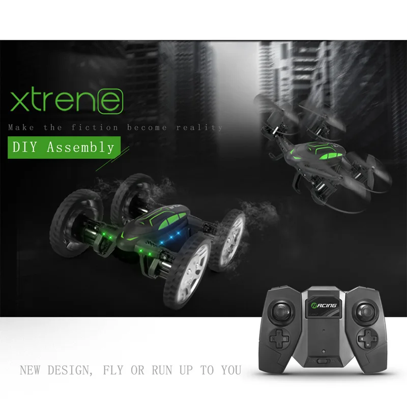 Радиоуправляемый квадрокоптер Дрон и автомобиль 2 в 1 DIY сборный гоночный пульт