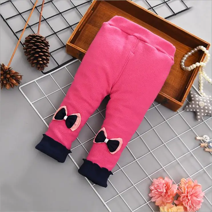rose color Теплые леггинсы для маленьких девочек детские зимние штаны для девочек, милые детские кашемировые штаны из плотного бархата хлопковые брюки для малышей, размер 3T - Цвет: rose color