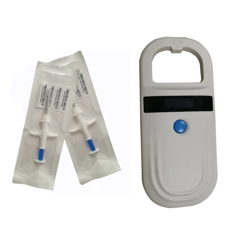 

DWE CC RF ISO 11784/ 11785 full duplex B microchip pets scanner rfid OLED display tag reader with 2pc 2.12x12mm glass tag