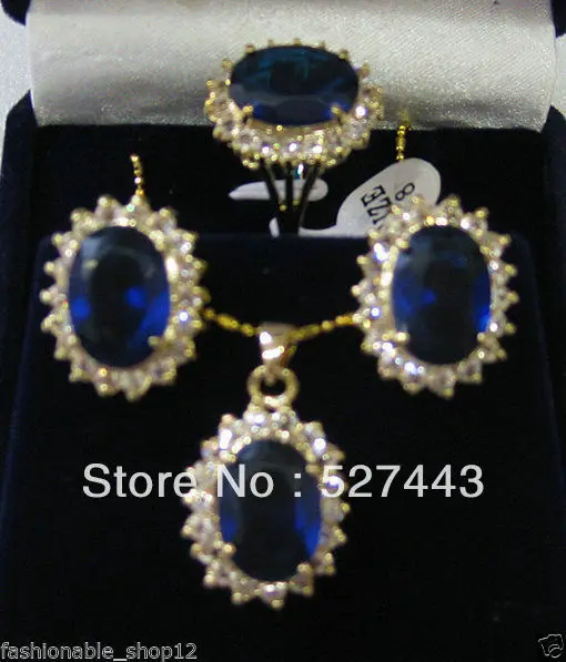 

Hot sell Noble- FREE SHIPPING>>@> Wholesale Noblest sets blue jade pendant ring earrings necklace Natural jewelry