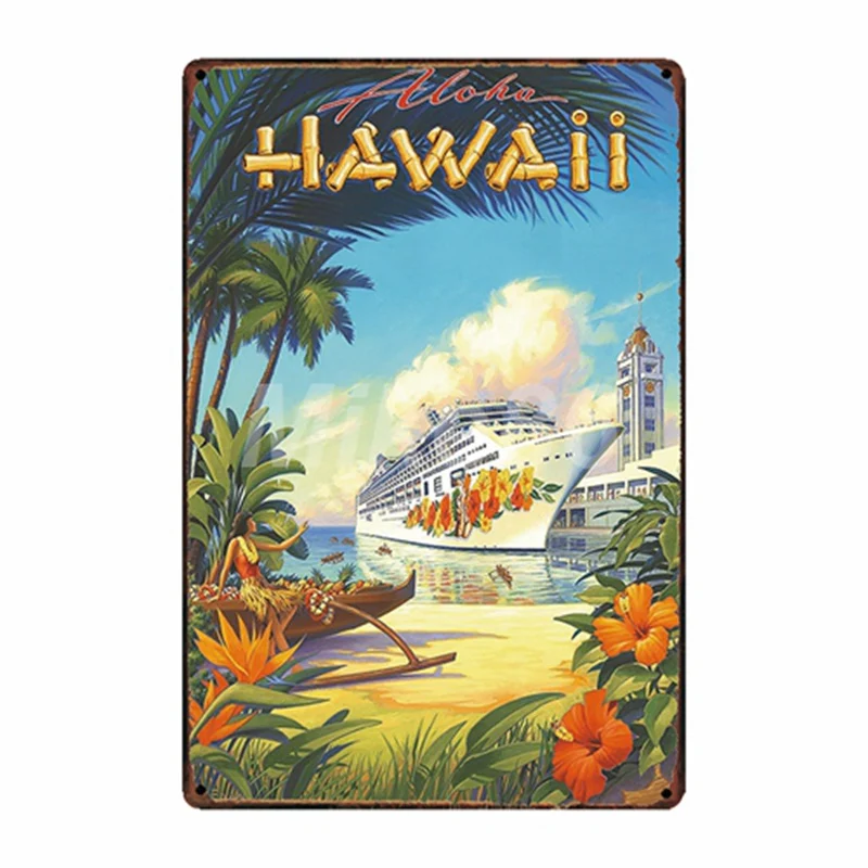[Mike86] TIKI BAR, надпись "Алоха Гавайи", металлическая жестяная вывеска, декор для комнаты, винтажная настенная вывеска для бара, дома, отеля, 20*30 см, FG-217 - Цвет: SA 2474