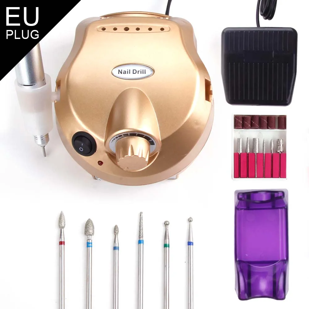 Gold machine Set7 Силиконовые Керамика ногтей сверло полировщик резиновый Remover Электрический Маникюр машина инструменты фрезы Griding бафик для ногтей - Цвет: Gold machine Set7