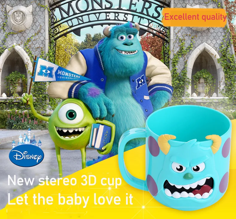 Disney Children's Covered Baby Cup Milk Cup Mouth Cup 3D Cute Handle Baby Drinking Cup