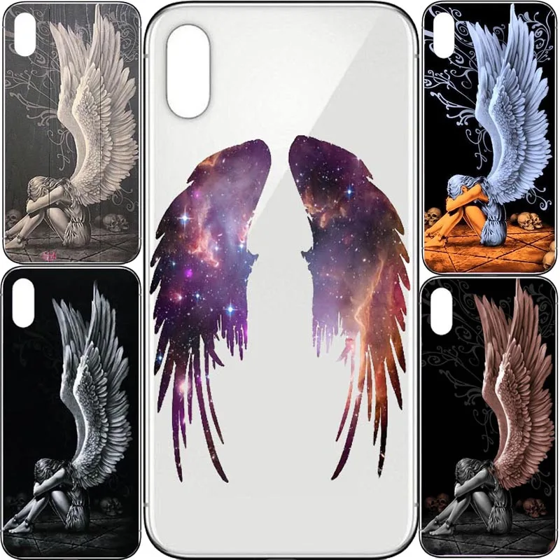 Прозрачный чехол для мобильного телефона Pray angel wings iPhone 5S se 5c 6 6sPlus 7 7s Plus 8 8sPlus X Fallen